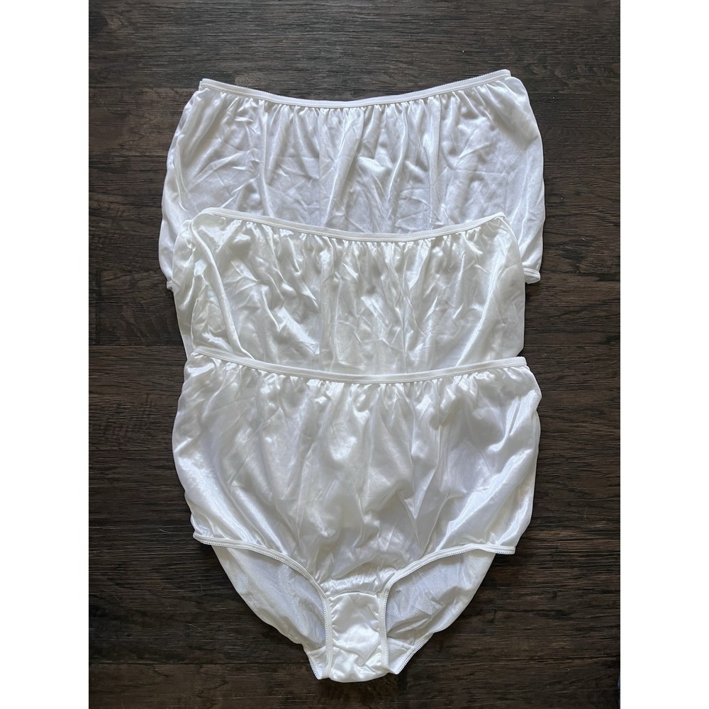 Vintage Lot Of 3 Nylon Panties Plus Sz 10 Lasting Comfort White Sheer Brief 606